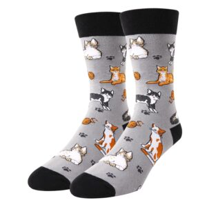 happypop funny cat gifts for cat lovers cat dad gifts, novelty cat socks crazy silly fun socks for men daddy husband