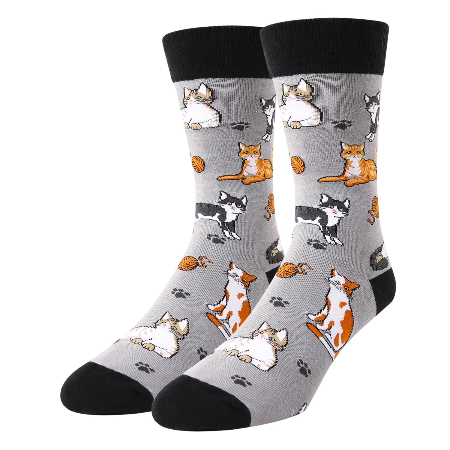 HAPPYPOP Funny Cat Gifts for Cat Lovers Cat Dad Gifts, Novelty Cat Socks Crazy Silly Fun Socks for Men Daddy Husband