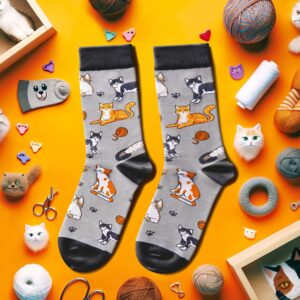 HAPPYPOP Funny Cat Gifts for Cat Lovers Cat Dad Gifts, Novelty Cat Socks Crazy Silly Fun Socks for Men Daddy Husband
