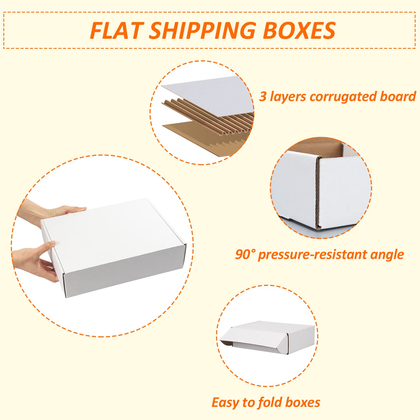 HORLIMER 12x9x3 inches Shipping Boxes Set of 20, White Corrugated Cardboard Box Literature Mailer