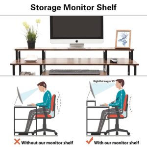 AIKA Computer Desk with Storage Shelves/Keyboard Tray/Monitor Stand Study Table for Home Office Reversible Desk (Industrial/Rustic Brown)