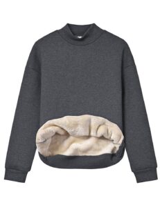 gihuo women's fleece sherpa lined crewneck pullover sweatshirt(03darkgrey-m)