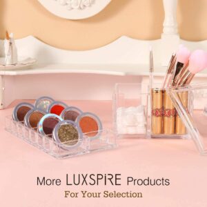 Luxspire Acrylic Eyeshadow Organizer, Makeup Drawer Organizer 16 Space Cosmetic Makeup Organizer for Pots, Eyeshadows, Mini Highlighter Blush Display Storage Case Beauty Care Holder Container - Clear