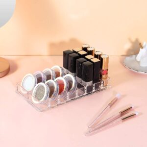 Luxspire Acrylic Eyeshadow Organizer, Makeup Drawer Organizer 16 Space Cosmetic Makeup Organizer for Pots, Eyeshadows, Mini Highlighter Blush Display Storage Case Beauty Care Holder Container - Clear