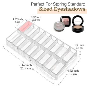 Luxspire Acrylic Eyeshadow Organizer, Makeup Drawer Organizer 16 Space Cosmetic Makeup Organizer for Pots, Eyeshadows, Mini Highlighter Blush Display Storage Case Beauty Care Holder Container - Clear