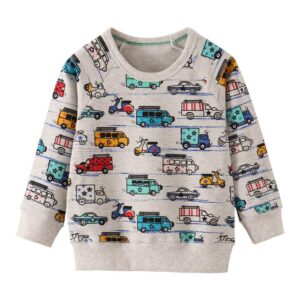 little hand sweatshirts for boys car hoodie pullover grey toddler cotton clothes 5 6 t