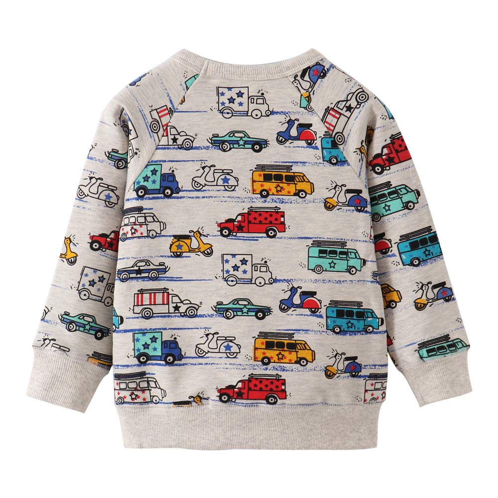 Little Hand Sweatshirts for Boys Car Hoodie Pullover Grey Toddler Cotton Clothes 5 6 T