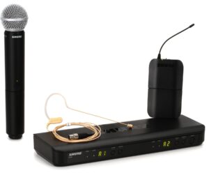 shure blx1288/mx153 uhf wireless microphone system - perfect for church, karaoke, stage, vocals - 14-hour battery life, 300 ft range | includes handheld & earset mics, dual channel receiver | h9 band