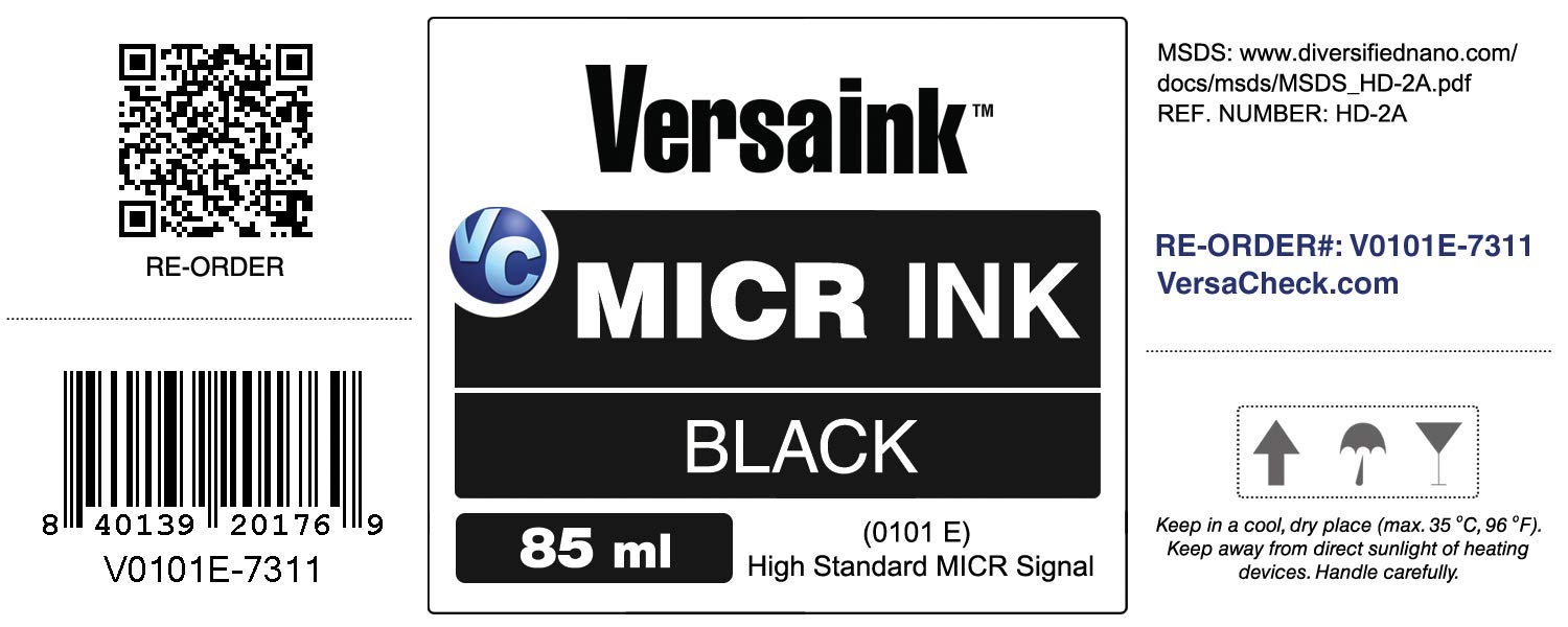 VersaInk-Nano Black MICR Ink -85ml – Magnetic Ink for Check Printers and All-in-One Inkjets - High Standard MICR Signal, V0101E-7311