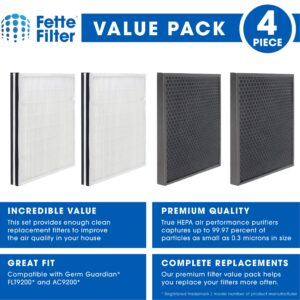 Fette Filter - FLT9200 True Hepa H13 Air Purifier Filter H and Carbon Combo Pack Compatible with FLT9200 for AC9200 AC9200WCA Air Purifier 2 True HEPA & 2 Carbon Filter Included.