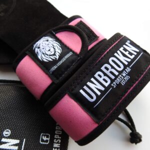 Gymnastics Grips - Hand Wrist Lift Gloves perfect for WOD, pullups, Weight Lifting, Chin ups, Training, Exercise. Protects Palms! Black Suede Leather + Neoprene Wrist support (Pink, Small)