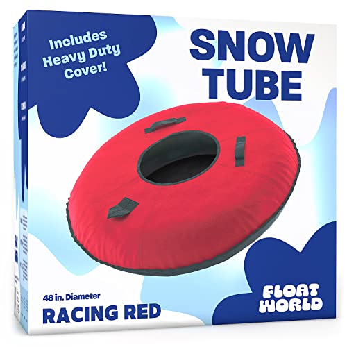 Heavy Duty Snow Tube for Adults - Large 48" Extra Durable Snow Tubing Winter Toy for Ski Mountains - Thick Vinyl Cover for Non-Pop Non-Stop Sledding (1 Pack)