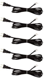 creative hobbies black lamp cord, 12 foot long, replacement lamp cord lamp repair part, 18/2 spt-1 wire, ul listed (5)