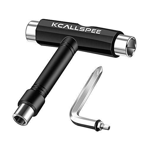 KCALLSPEE Skateboard Tool, All-in-One T Tool for Skating and Allen Key with Cross Screwdriver Head, Multi-Function Portable Skate Tools, Universal for Longboard Skateboard and More