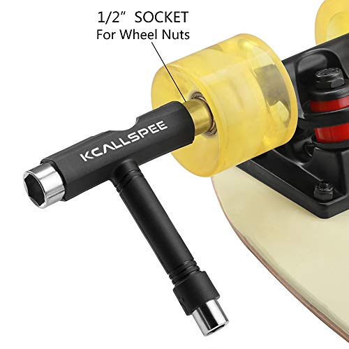 KCALLSPEE Skateboard Tool, All-in-One T Tool for Skating and Allen Key with Cross Screwdriver Head, Multi-Function Portable Skate Tools, Universal for Longboard Skateboard and More