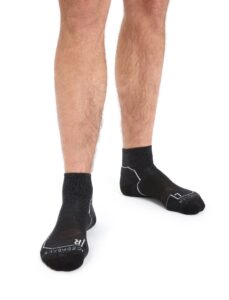 icebreaker merino men's hike+ light mini sock, jet heather, large