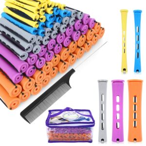 spththhpy perm rods and 100 pieces 5 sizes hair rollers with hair cold wave rods hair curler for women long short hair diy hairdressing styling tools(5 colors)