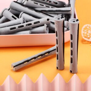 WILLBOND 60 Pcs Perm Rods for Long Hair Plastic Curl Rods Cold Wave Rods Hair Curling Roller for Hair Styling Hairdressing Tools(Gray, 0.59 Inch)