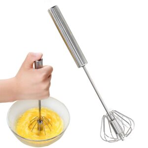 Stainless Steel Hand Push Egg Beater Mixer Home Kitchen Whisk Milk Frother Cooking Utensils Gadgets Blending Beating Stirring Semi Automatic Tool (1Pcs-Length 12, 35-Stainless)