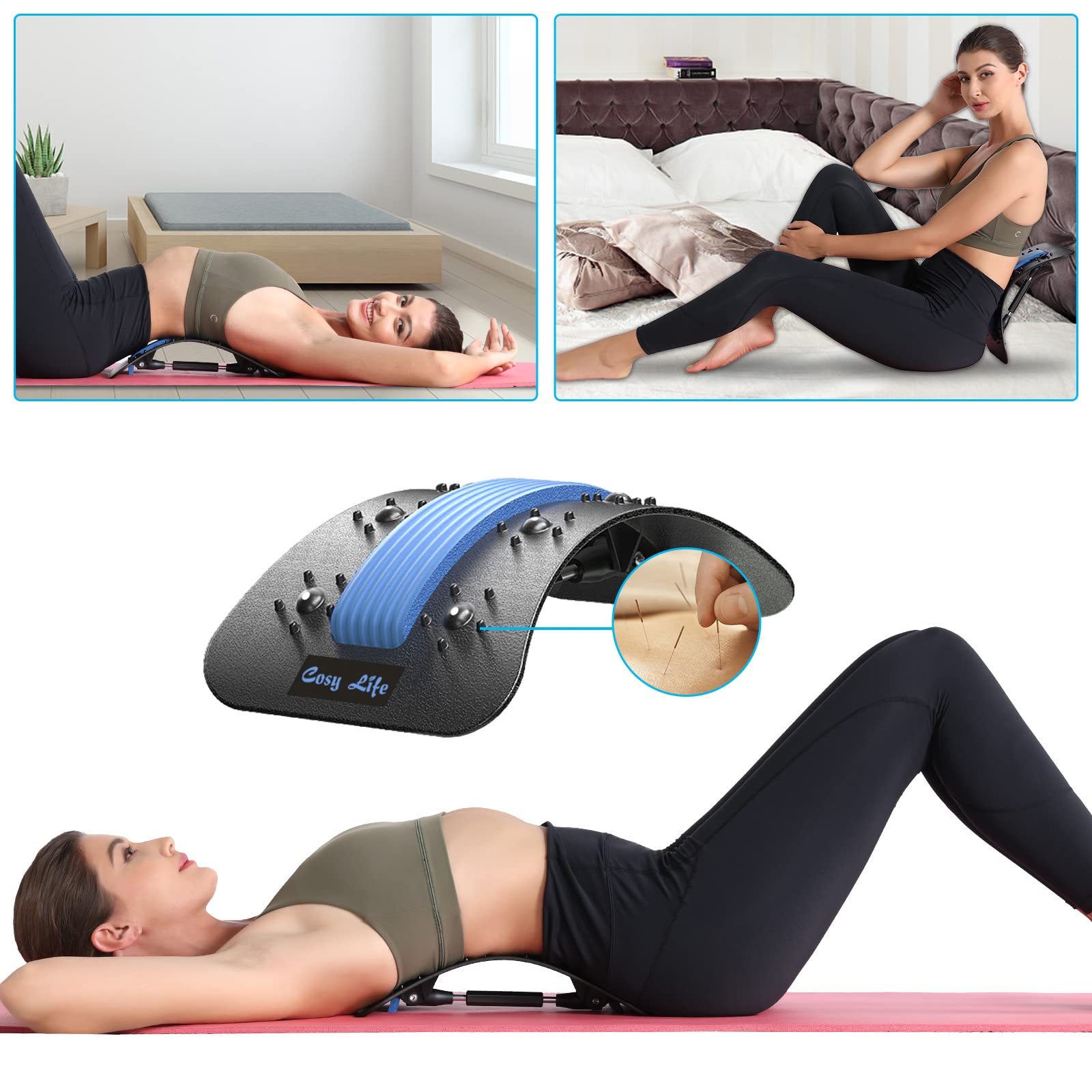 Back Stretcher, Upper and Lower Back Massager, Pain Relief for Back Herniated Disc, Sciatica, Scoliosis, Multi-Level Back Extension Lumbar Support