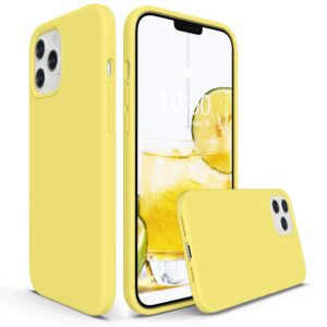 surphy designed for iphone 12 pro max case 6.7 inches, liquid silicone phone case (with microfiber lining) for iphone 12 pro max 2020, yellow