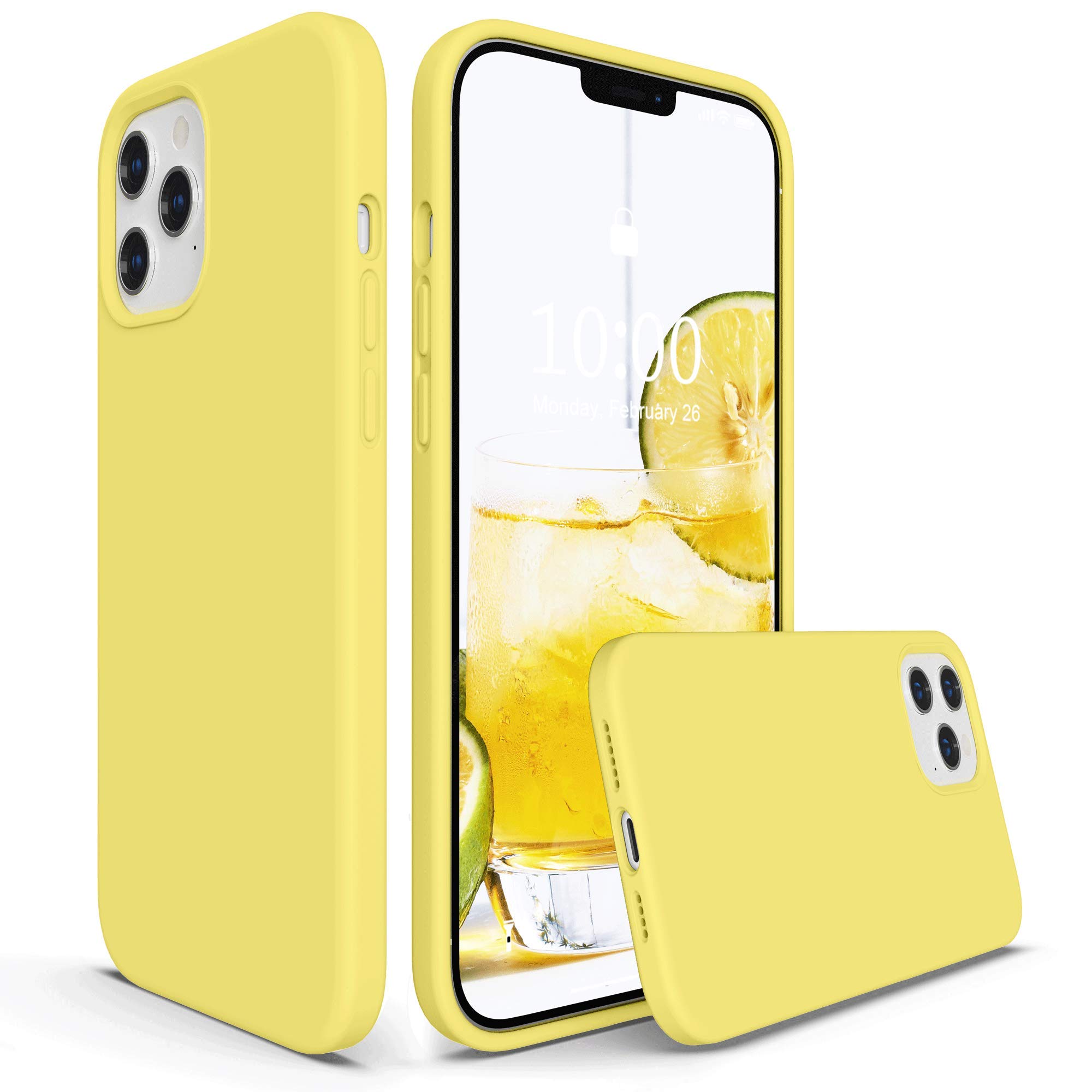 SURPHY Designed for iPhone 12 Pro Max Case 6.7 inches, Liquid Silicone Phone Case (with Microfiber Lining) for iPhone 12 Pro Max 2020, Yellow