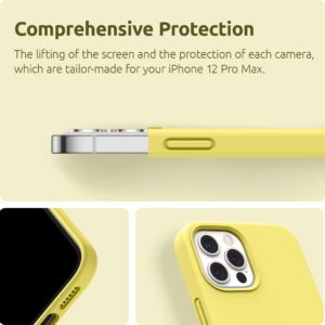 SURPHY Designed for iPhone 12 Pro Max Case 6.7 inches, Liquid Silicone Phone Case (with Microfiber Lining) for iPhone 12 Pro Max 2020, Yellow