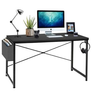 boluo 39 inch black computer desk for small space study writing desk home office table work pc simple modern deak with storage bag 40"