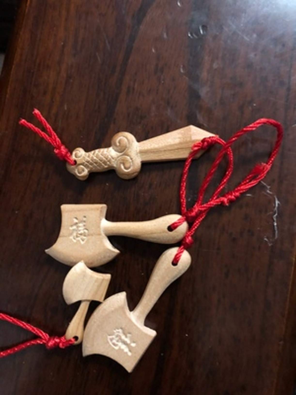 WellieSTR 11 Stlye Feng Shui Protection Amulet - Mini Peach Wood Sword,Knife, Axe, and Pen Pendant (Basic) 护身符 桃木剑 辟邪 转运 学习 (Baby Children's Portable Necklace Pendant)