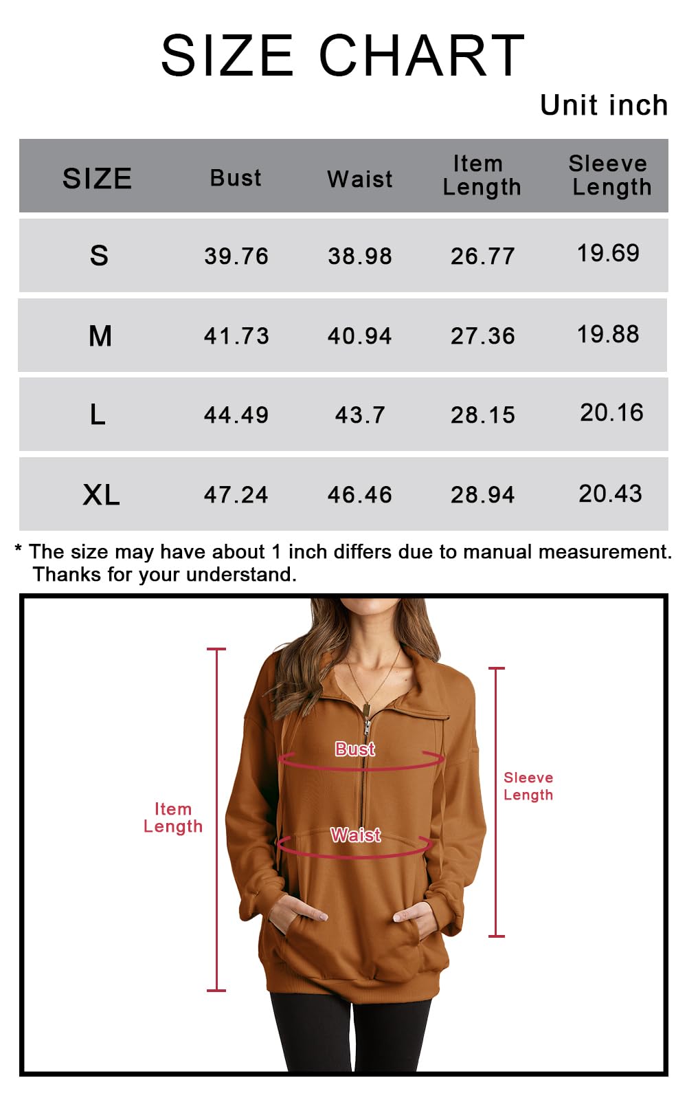 PRETTYGARDEN Women’s Casual Long Sleeve Lapel Zipper Sweatshirt Drawstring Loose Pullover Tops Green