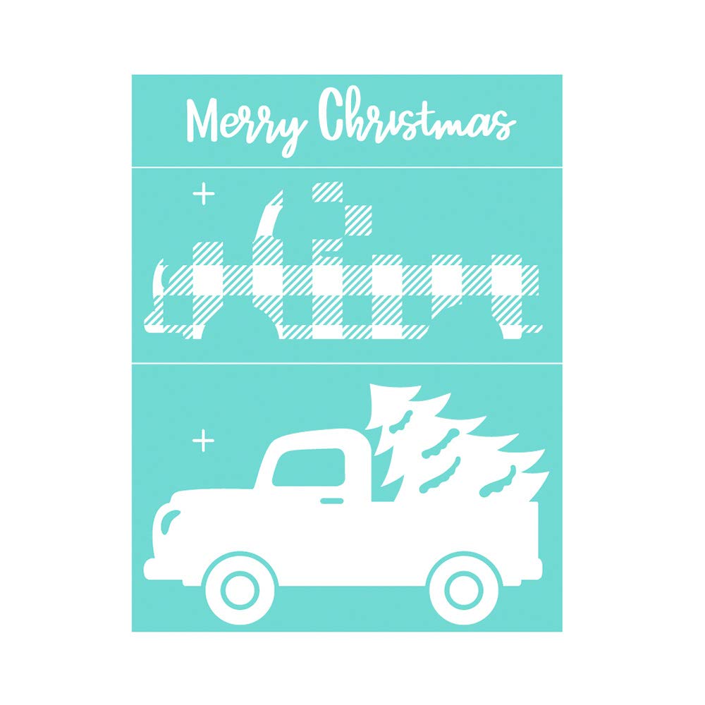 YeulionCraft Christmas Theme Self-Adhesive Silk Screen Printing Stencil, Reusable Sign Stencils for Painting on Wood, DIY Decoration T-Shirt Fabric, Christmas Car