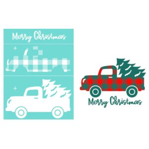 YeulionCraft Christmas Theme Self-Adhesive Silk Screen Printing Stencil, Reusable Sign Stencils for Painting on Wood, DIY Decoration T-Shirt Fabric, Christmas Car