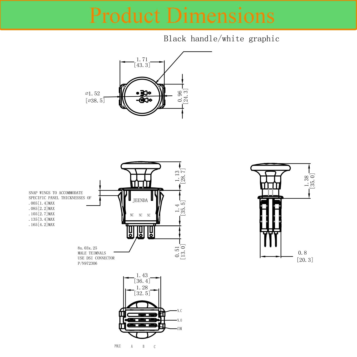 JEENDA PTO Switch for Craftsman Ariens 582107601 21546196 AYP140404 146283 154959 154963 169416 169417 174651 174652 174653 191231