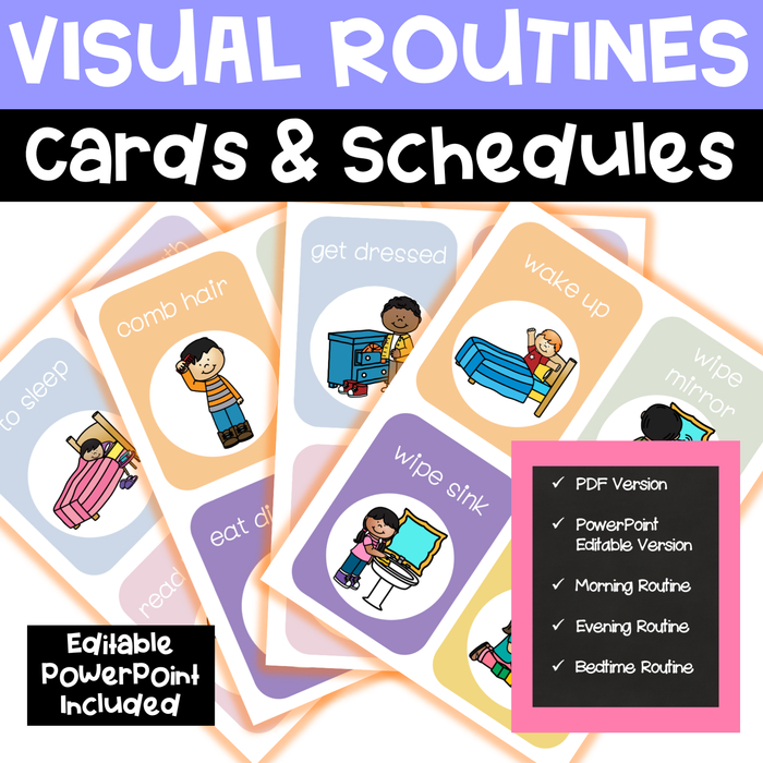 Visual Schedules & Routines for Kids with Editable PowerPoint