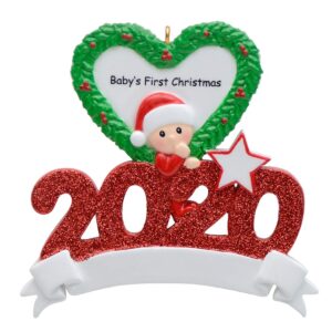 maxora personalized red baby boys 1st 2024 dated christmas ornament newborn, 1st birthday, birth announcement, christening gifts