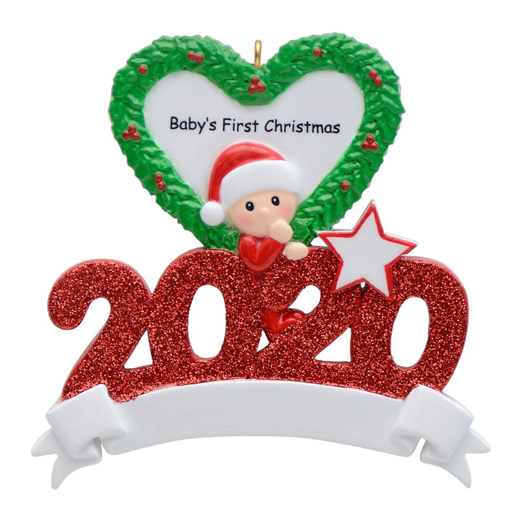 MAXORA Personalized Red Baby Boys 1st 2024 Dated Christmas Ornament Newborn, 1st Birthday, Birth Announcement, Christening Gifts