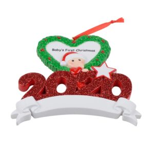 MAXORA Personalized Red Baby Boys 1st 2024 Dated Christmas Ornament Newborn, 1st Birthday, Birth Announcement, Christening Gifts