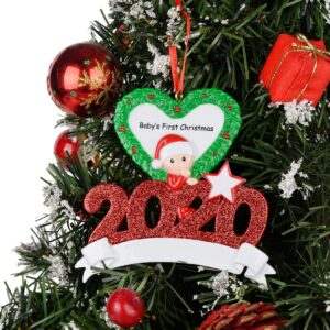 MAXORA Personalized Red Baby Boys 1st 2024 Dated Christmas Ornament Newborn, 1st Birthday, Birth Announcement, Christening Gifts