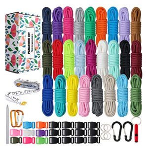 werewolves paracord 550 combo crafting kits - survival paracord bracelet rope kits - tent rope parachute cord with soft tape measure, buckles, and key rings - great gift (summer - 10ft/each color)