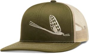 larix trucker hat - mayfly - moss green, beige/beige - mens fly fishing hat