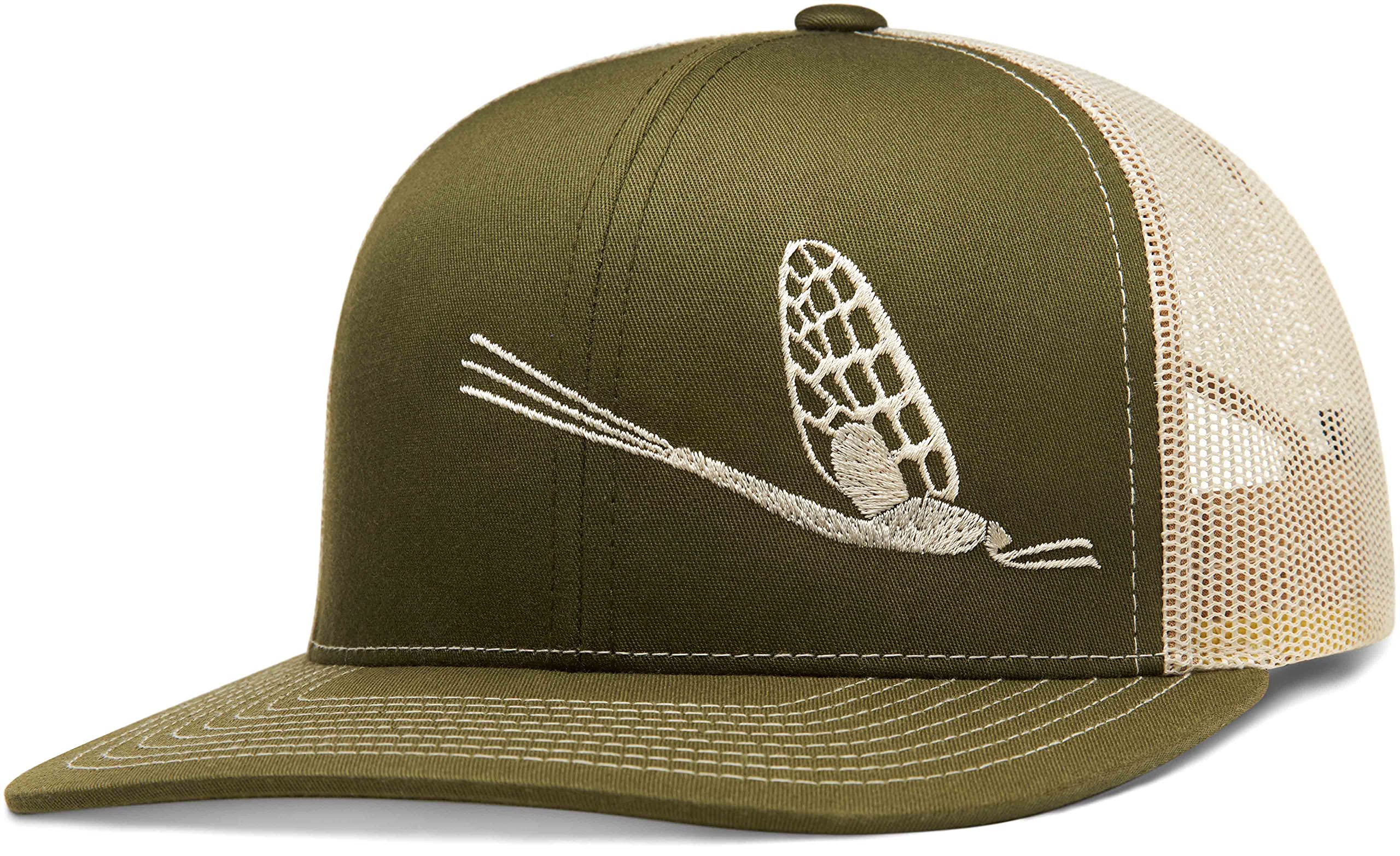 LARIX Trucker Hat - Mayfly - Moss Green, Beige/Beige - Mens Fly Fishing Hat