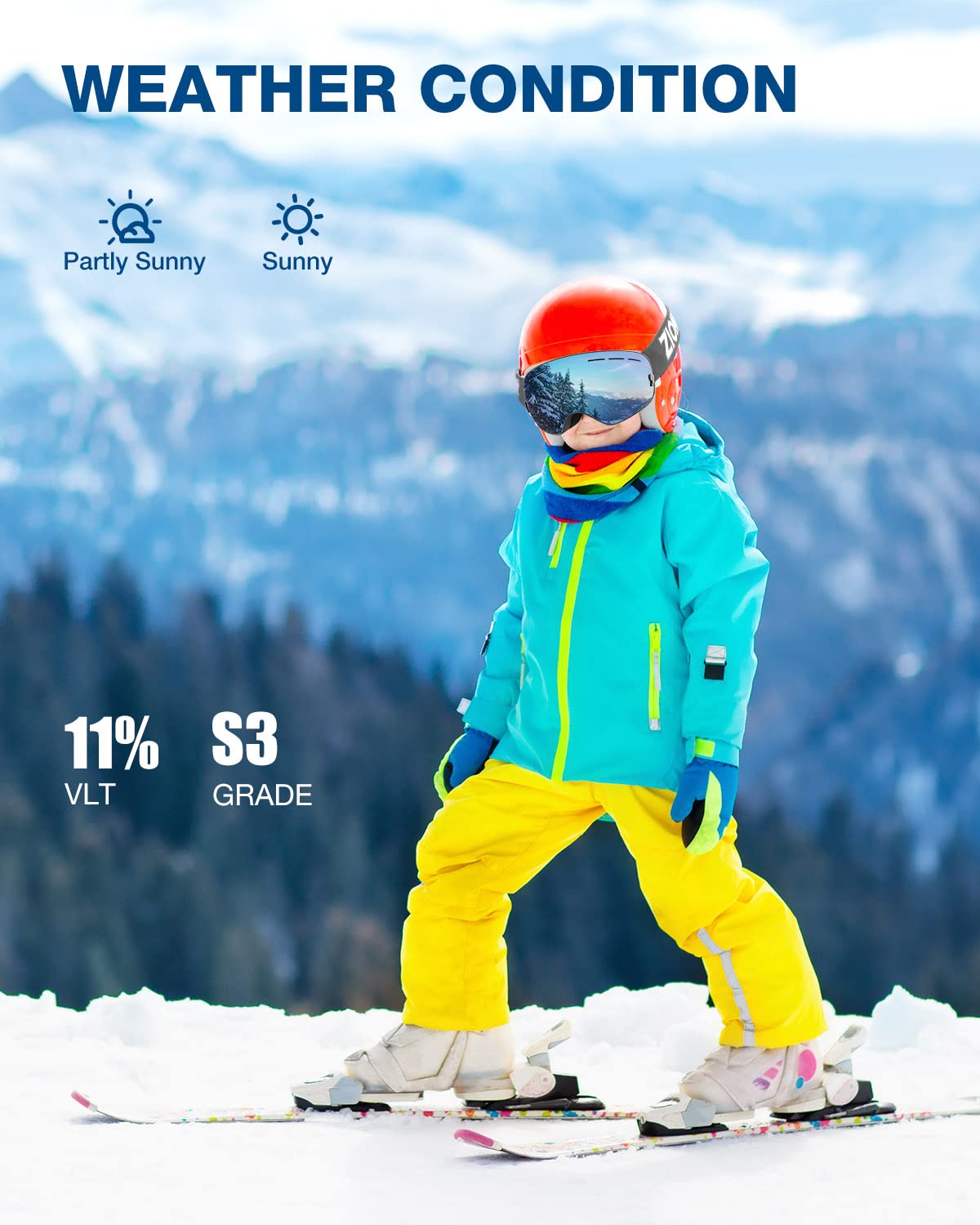 ZIONOR XMINI Kids Ski Snowboard Snow Goggles Detachable Lens UV Protection Anti-fog for Child Boys Girls Youth (VLT 7% Pink Frame Grey Revo Pink Lens)