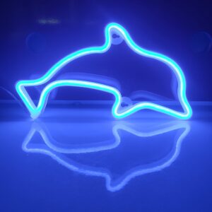 jywj dolphin neon sign,usb or 3-aa battery powered neon light,led table decoration,bedroom wall decoration,birthday gift,wedding supplies business gift (blue)