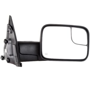 LUJUNTEC Tow Mirror Replacement fit for 2002-2008 for Dodge for Ram 1500 2003-2009 for Dodge for Ram 2500/3500 Pickup Towing Mirror Passenger Right Side Power Adjusted Heated No Turn Signal Light