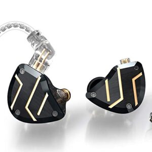 cca c10 pro in-ear monitor,hifi 1dd 4ba hybrid five drivers in-ear earphone,aluminum alloy shell+resin cavity wired earbuds with 0.75mm cpin gold plated detachable cable (no mic, c10pro black)