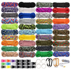 550 paracord type iii - survival paracord bracelet rope kits - tent rope parachute cord combo crafting kits, many colors of outdoor survival rope - great gift (40 color)