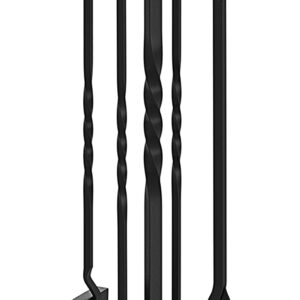 Fire Beauty 5 Pieces Fireplace Tools Sets Fireplace Accessories Tools Holder with Handles Tools for Indoor Fireplace Decor Outdoor Fire Pit Modern Tool(Black)