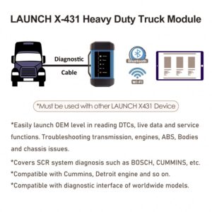 LAUNCH X431 Heavy Duty Truck Diesel Diagnostic Scan Tool ABS SRS OBD2 Scanner HD 3 Module for X-431 V+/Pro3/PAD