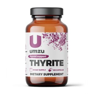 umzu thyrite - supports thyroid health & energy - with magnesium, zinc, copper, iodine & selenium - 30 day supply - 120 capsules