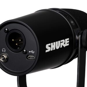 Shure MV7 USB Microphone for Podcasting, Recording, Live Streaming & Gaming, Built-in Headphone Output, All Metal USB/XLR Dynamic Mic, Voice-Isolating Technology, TeamSpeak & Zoom Certified – Black